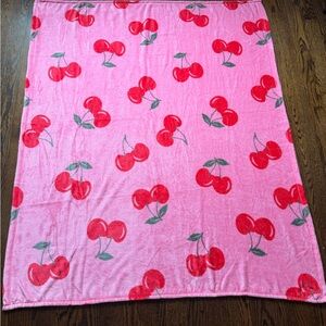 Mainstays Kids Pink Blanket with Red Cherry Design